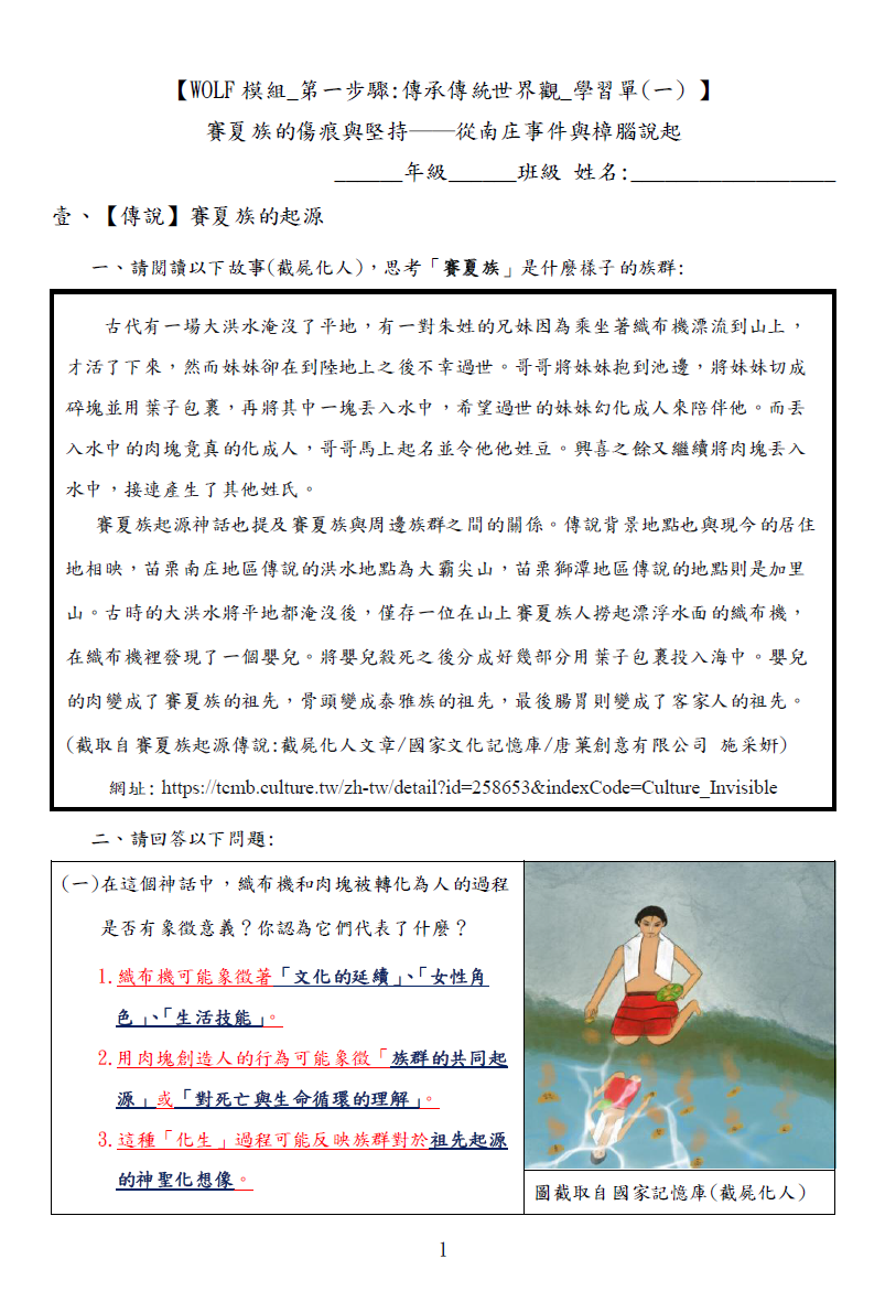 以WOLF模組探討南庄事件實踐歷史與科學探究：走過土牛番界與隘勇線，走向共榮台三線